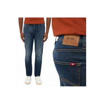 Blugi Barbati -  Vegas Slim - Marime W32-L32 - Albastru - Slim Fit - Bumbac - Design Clasic Casual - Lungi - Ideal Pentru Uz Zilnic
