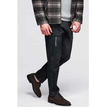 Blugi regular fit cu detalii deteriorate - Negru carbon