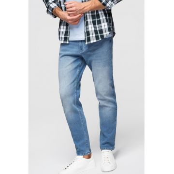 Blugi regularfit cu aspect decolorat - Albastru deschis melange