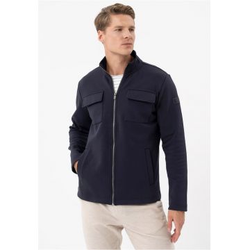 Bluza de trening cu fermoar - cu buzunare pe piept - guler inalt - Comfort Fit -  B-North - albastru marin - Bleumarin