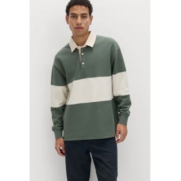 Bluza polo cu dungi - Alb murdar/Verde feriga