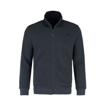 Bluze de trening din bumbac cu fermoar - cu buzunare - uni - regular fit -  B-Stripe - albastru marin - Bleumarin