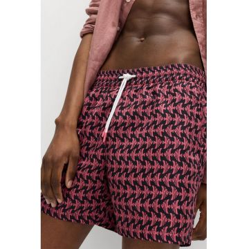 Pantaloni scurti de baie cu snur - Negru/Violet tyrian