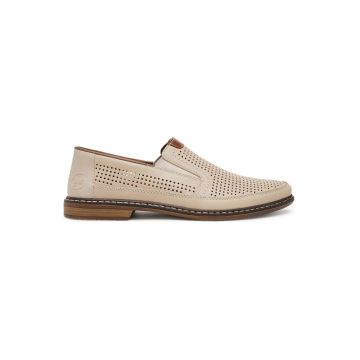 Pantofi barbati -  bej - piele naturala - varf rotund -