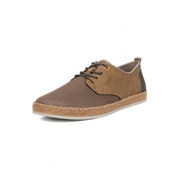 Pantofi barbati -  bej - textil - piele naturala -