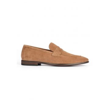 Pantofi loafer din piele intoarsa Hien - Maro cognac