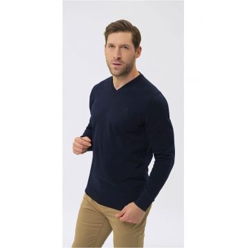Pulover cu decolteu in V pentru barbati - Bleumarin