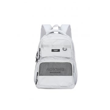 Rucsac din material textil cu buzunare multiple - Gri