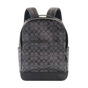 Rucsac din panza peliculizata cu garnituri de piele Graham - 28.5x12x41 cm