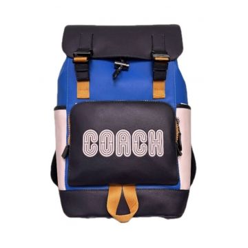 Rucsac din piele ecologica cu design colorblock Track - 27x12x47 cm