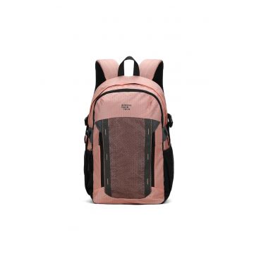 Rucsac textil cu buzunar frontal de plasa - Roz