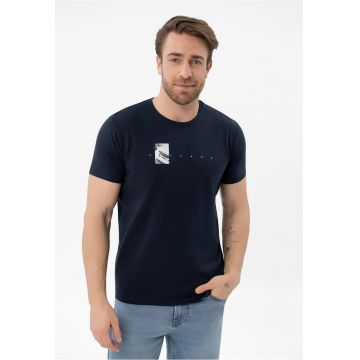 Tricou barbati din bumbac cu imprimeu - Comfort Fit -  T-Spacer - albastru marin - Bleumarin