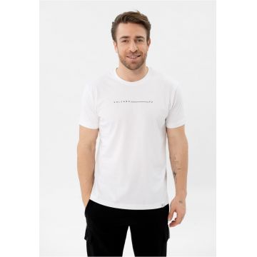 Tricou barbati din bumbac cu imprimeu pe piept - Comfort Fit - maneca scurta -  T-Klir - alb - Alb