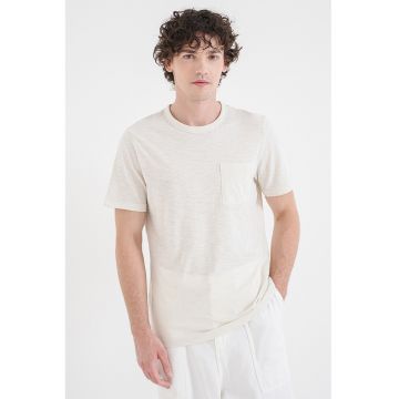 Tricou cu buzunar pe piept - Alb murdar