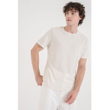 Tricou cu decolteu rotund - Alb murdar