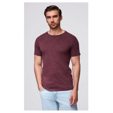 Tricou cu efect decolorat  OM-TSWT-0116 - Visiniu