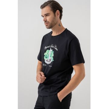 Tricou cu imprimeu grafic - Negru