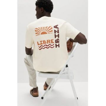Tricou de bumbac cu model grafic - Alb
