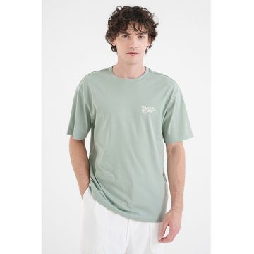 Tricou de bumbac organic Chef Life - Verde turcoaz/Alb murdar