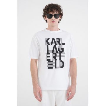 Tricou din bumbac cu imprimeu logo - Alb optic
