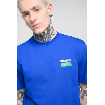Tricou din bumbac cu imprimeu text - Rosu/Verde/Albastru royal