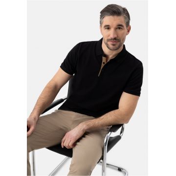 Tricou polo barbati din bumbac - uni - Regular Fit -  O-Molti - negru - Negru