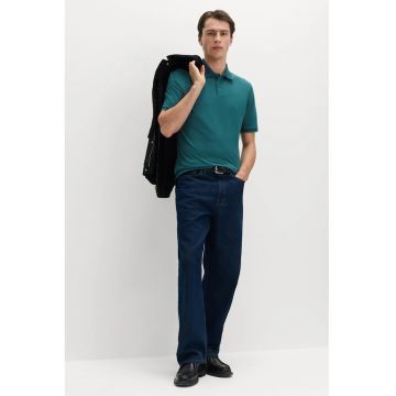 Tricou polo cu garnituri contrastante - Verde aquamarin