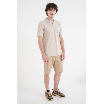 Tricou polo cu striatii - Bej deschis