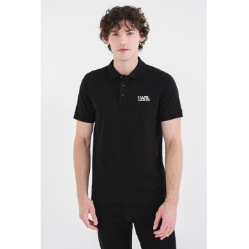 Tricou polo din bumbac cu logo - Negru