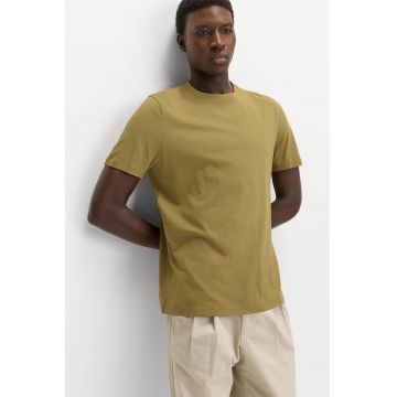 Tricou regular fit cu decolteu la baza gatului - Kaki inchis