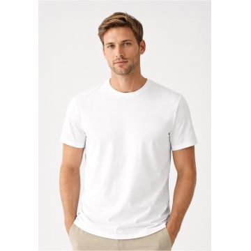 Tricou uni din bumbac - Comfort Fit - barbati -  T-Indu - alb -