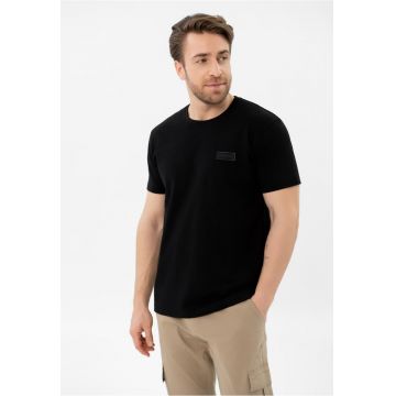 Tricou uni din bumbac - Comfort Fit - barbati -  T-Indu - negru -
