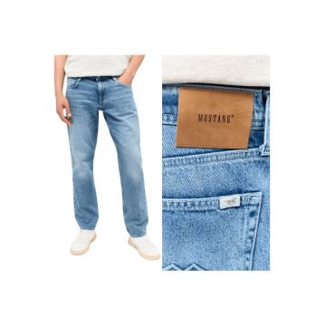 Blugi Barbati -  Denver Straight - Marime W31-L30 - Albastru - Straight Fit - Bumbac - Design Clasic Casual - Lungi - Ideal Pentru Uz Zilnic