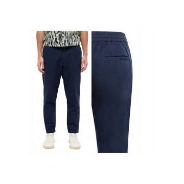 Blugi Barbati -  Linen Jogger - Marime W31-L34 - Albastru - Regular Fit - Bumbac - Design Clasic Casual - Lungi - Ideal Pentru Uz Zilnic