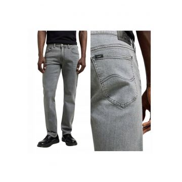 Blugi Barbati -  Style Daren Zip Fly - W36-L32 US - Gri - Straight Fit - Bumbac - Design Clasic Casual - Ideal Pentru Uz Zilnic - Lungi