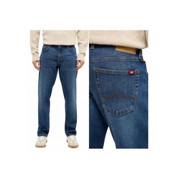 Blugi Barbati -  Style Denver - W34-L30 US - Albastru - Straight Fit - Bumbac - Design Clasic Casual - Ideal Pentru Uz Zilnic - Lungi