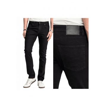 Blugi Barbati -  Style Felix - Marime W30-L30 - Negru - Regular Fit - Bumbac - Design Clasic Casual - Lungi - Ideal Pentru Uz Zilnic