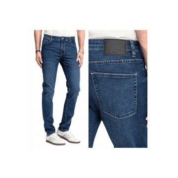 Blugi Barbati -  Style Felix - Marime W40-L30 - Albastru - Regular Fit - Bumbac - Design Clasic Casual - Lungi - Ideal Pentru Uz Zilnic