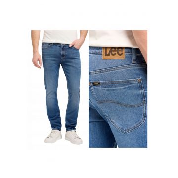 Blugi Barbati -  Style Luke Slim Fit - W31-L30 US - Albastru - Slim Fit - Bumbac - Design Clasic Casual - Ideal Pentru Uz Zilnic - Lungi
