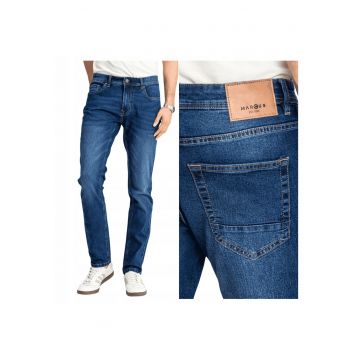 Blugi Barbati -  Style Sebb - Marime W42-L32 - Albastru - Regular Fit - Bumbac - Design Clasic Casual - Lungi - Ideal Pentru Uz Zilnic