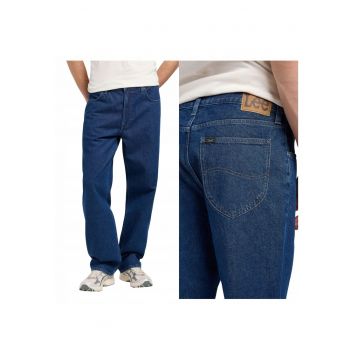 Blugi largi pentru barbati -  Marimea 33/34 - Albastru - Stil Asher - Croiala lejera Loose fit - Talie medie standard - Inchidere cu fermoar - Material denim rezistent ideal pentru uz zilnic