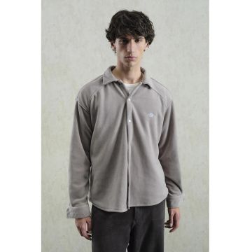 Camasa barbati -  camasa-sacou tricotata - gri ardezie - casual - 100% poliester