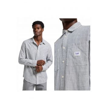 Camasa confortabila de barbati -  Marimea S - Alb ecru - Model WORKWEAR SHIRT 2.0 - Croiala lejera si dreapta - Fara inchidere - Confectionata integral din bumbac premium 100% foarte rezistent