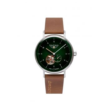 Ceas  barbati automat - Miyota 82S5 - 42h rezerva - verde - curea din piele naturala - 5 ATM