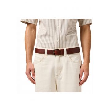Curea Barbati -  Roller Buckle - 110 cm - Maro - Regular Fit - Piele Naturala - Design Clasic Casual - Ideal Pentru Uz Zilnic - Catarama Decorativa