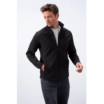 Geaca barbati -  tip Scuba - fermoar frontal - negru - material poliester