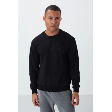 Hanorac  Barbati - Guler Rotund - Negru - Bumbac 88%