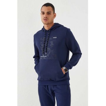 Hanorac  barbati - imprimeu camuflaj - albastru marin - 70% bumbac - 25% poliester - 5% elastan