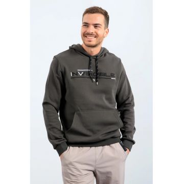 Hanorac cu gluga -  gri carbune - bumbac - pentru barbati