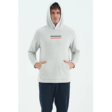 Hanorac  gri deschis - 100% poliester - cu logo imprimat - pentru barbati
